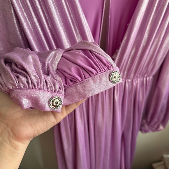 Bronx and Banco Zoe Lame Purple Shimmer Long Gown - Picture 13 of 14